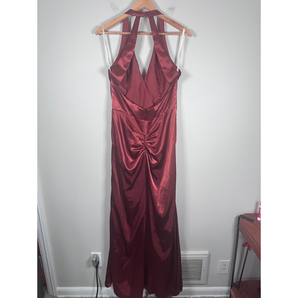 Galina Signature Charmeuse Halter Maxi Dress Women 12 Cinnamon Formal GS290122 - Picture 5 of 11